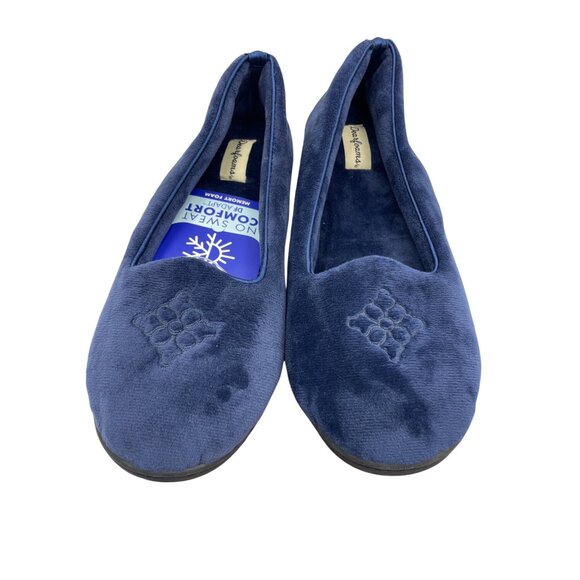 Dearfoams Womens Large Memory Foam Slippers Navy Blue Indoor/Outdoor Non-Slip - Picture 1 of 10